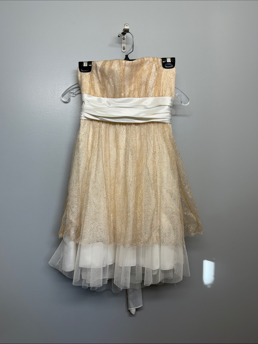Eclipse Strapless Gold and White Party Dress